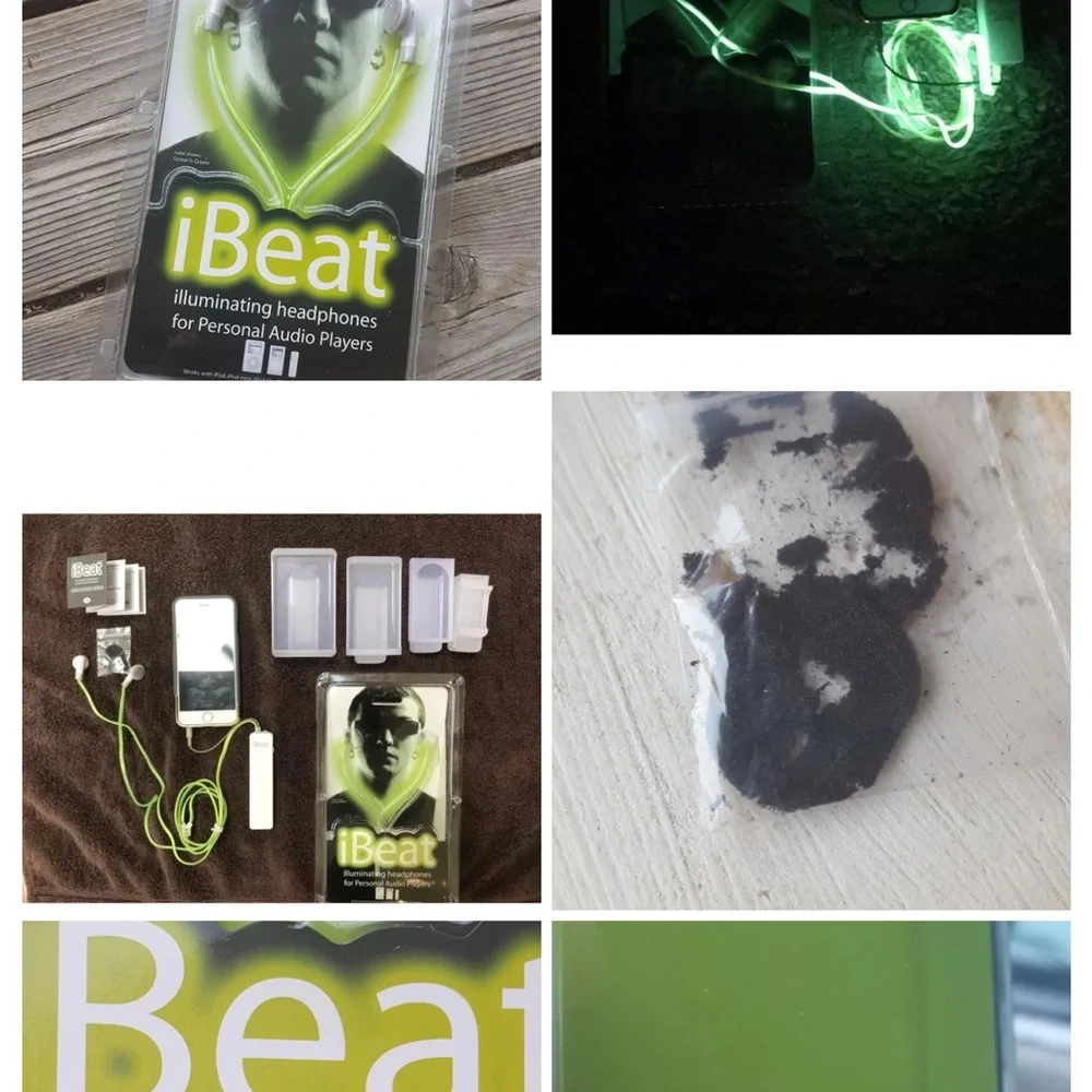 IBEAT Headphones ILLUMINATING Green made in USA NEW iBEAT Illuminatin Headphones